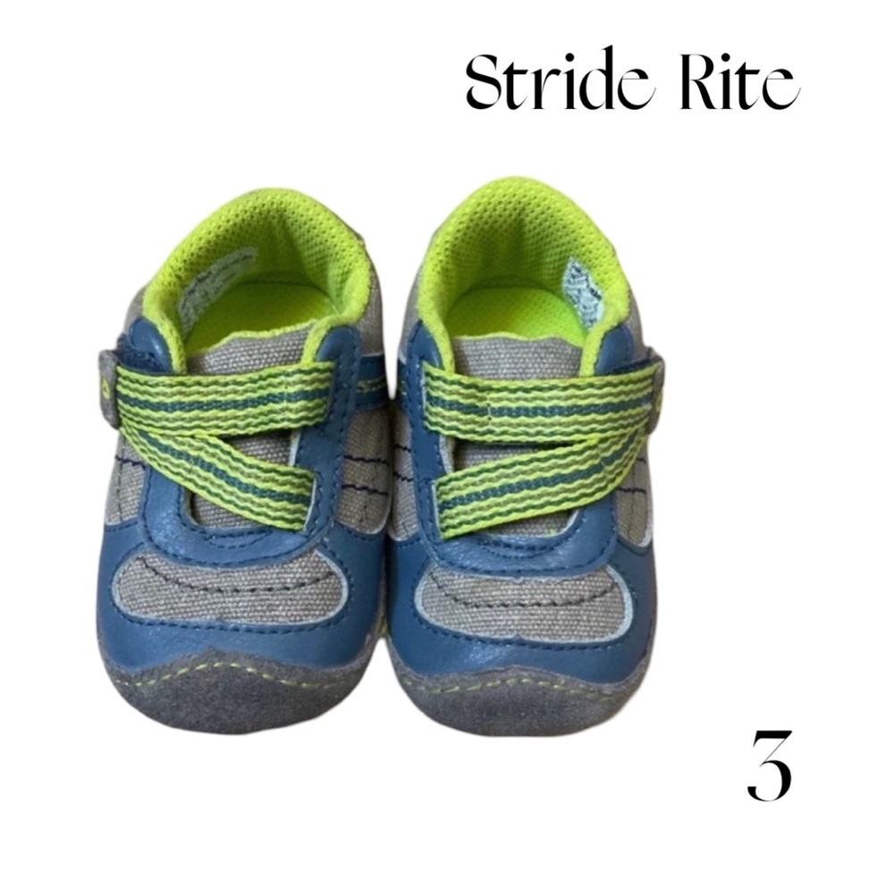 STRIDE RITE Crawl Fresh Fraser blue green Velcro size 3 in good condition!